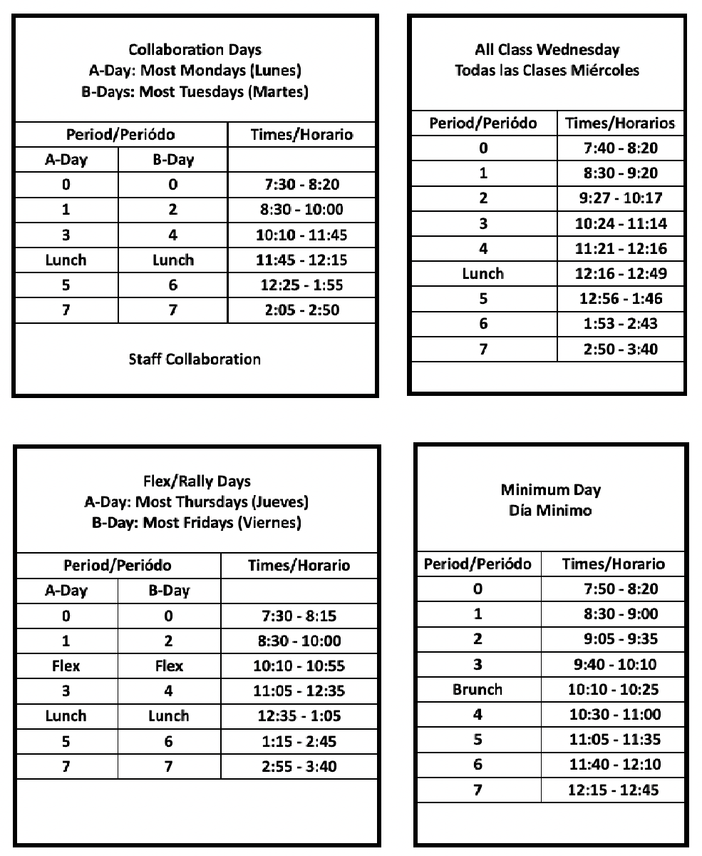 Updates bell schedule for the 2024-25 school year